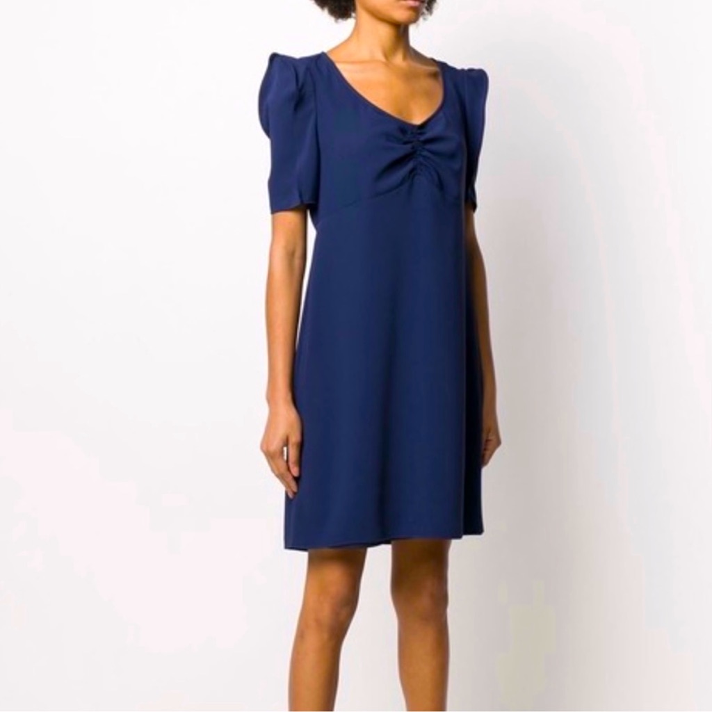 Kenzo Midnight Blue Ruched Bust Shift Mini Dress